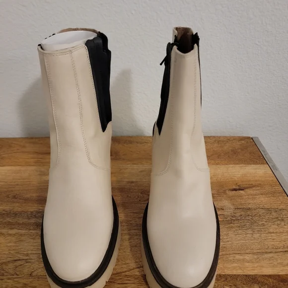 Free People Boots White James Chelsea Lug Sole Chunky Y2K 90s NIB - Picture 6 of 15